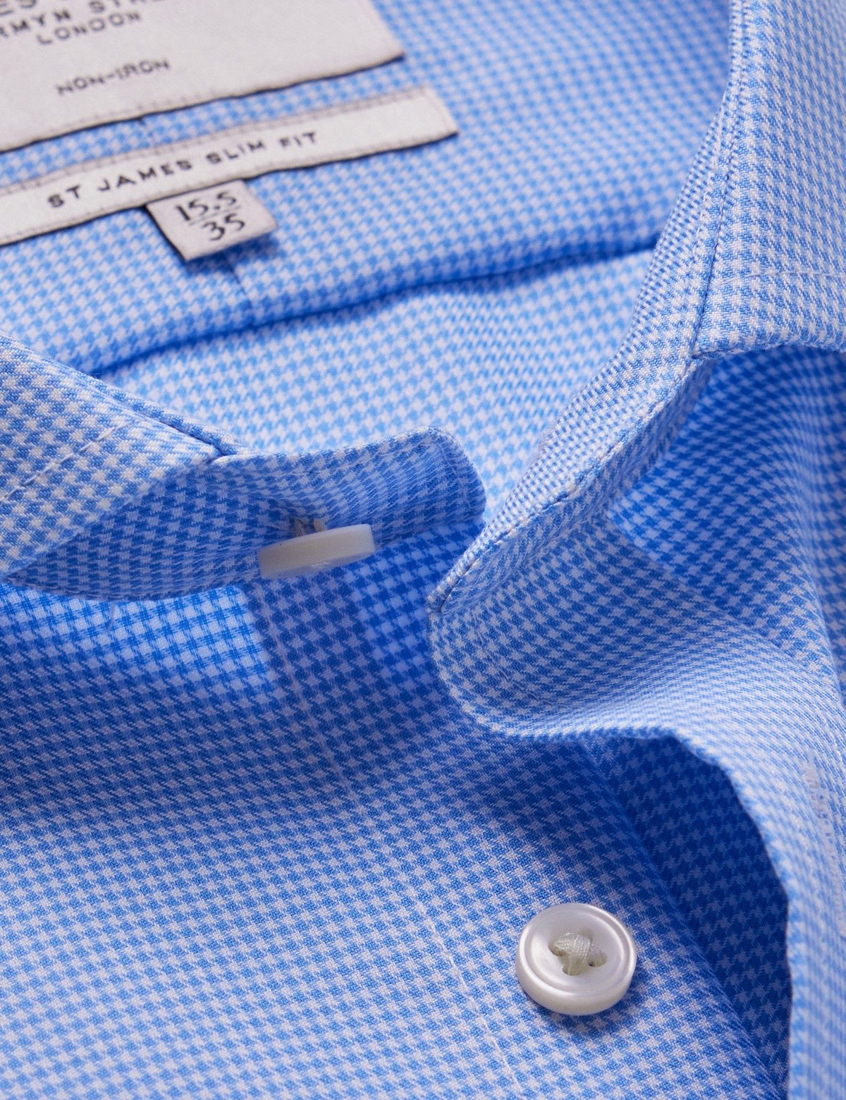 Hawes & Curtis Blue & White Dogtooth Twill Non-Iron Shirt