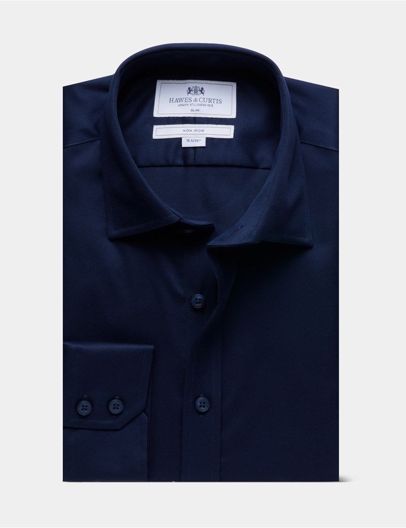 Hawes & Curtis Navy Fine Twill Non-Iron Shirt