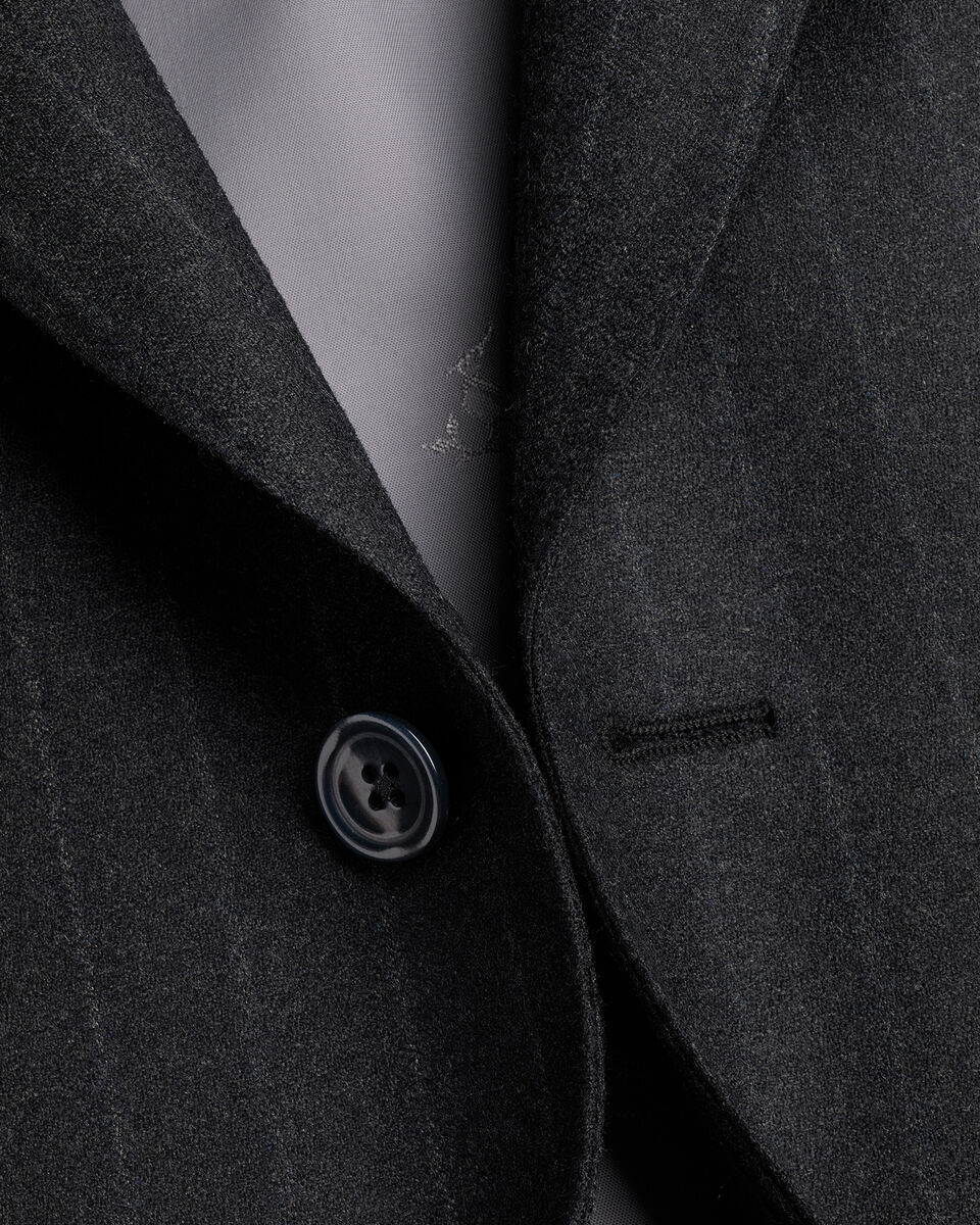 Charles Tyrwhitt Italian Flannel Stripe Suit Jacket - Charcoal Grey