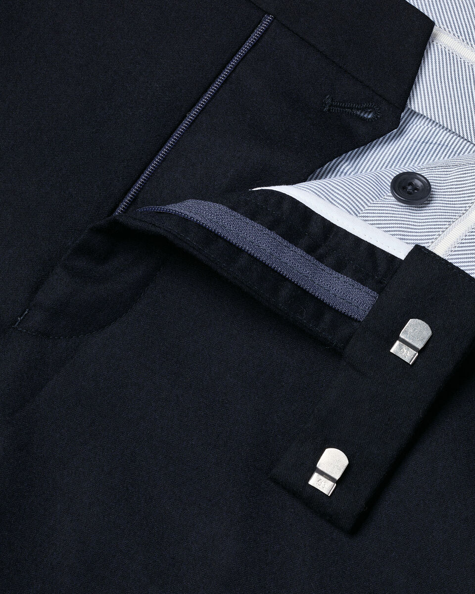 Charles Tyrwhitt Italian Flannel Stripe Suit Trousers - Navy