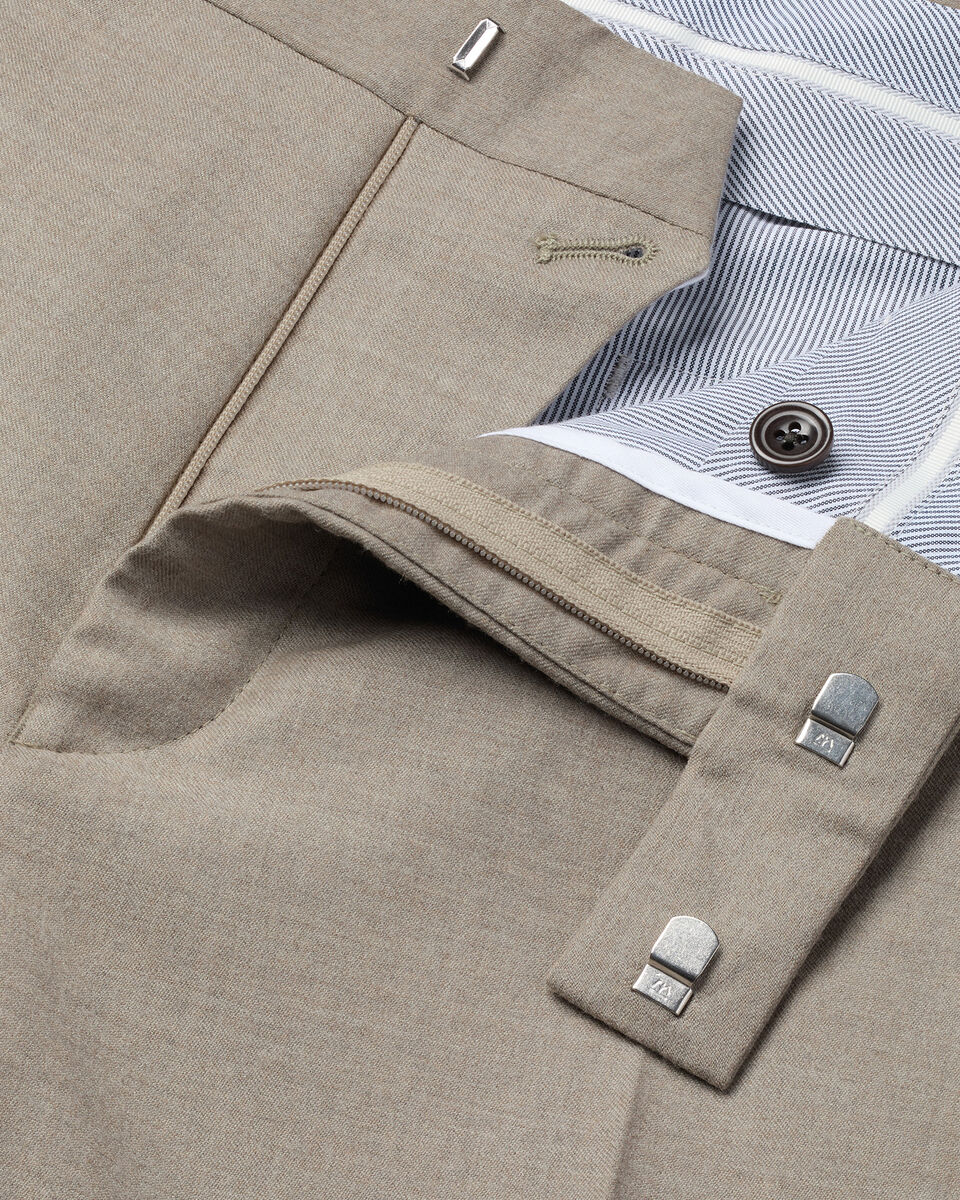 Charles Tyrwhitt Italian Flannel Stripe Suit Trousers - Taupe