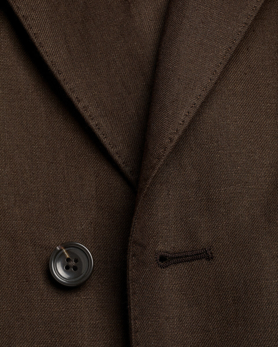 Charles Tyrwhitt Double Breasted Linen Suit - Chocolate Brown