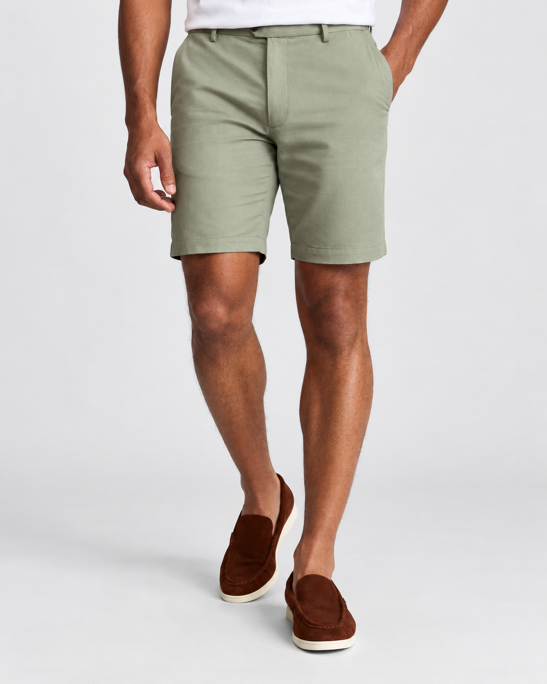 Charles Tyrwhitt Cotton Linen Shorts - Light Green