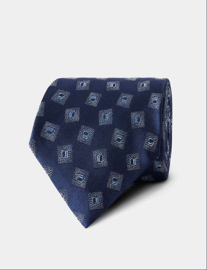 Hawes & Curtis Blue Jacquard Geo 1913 Tie