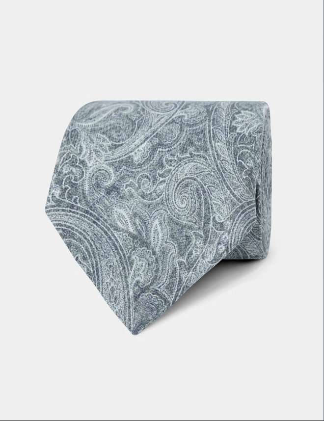 Hawes & Curtis Sage Green Paisley Italian Silk Tie - 1913 Collection