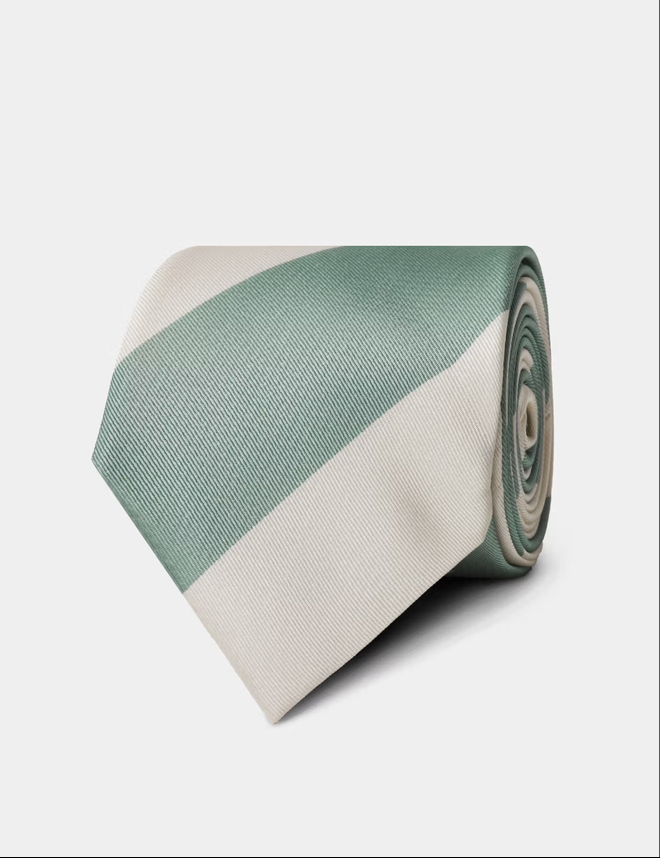 Hawes & Curtis Sage Green Regatta Stripe Tie