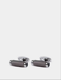 Hawes & Curtis Grey Textured Diamond Tube Cufflinks