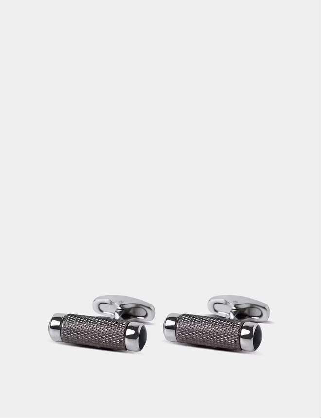 Hawes & Curtis Grey Textured Diamond Tube Cufflinks