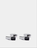 Hawes & Curtis Silver & Black Tube Cufflinks