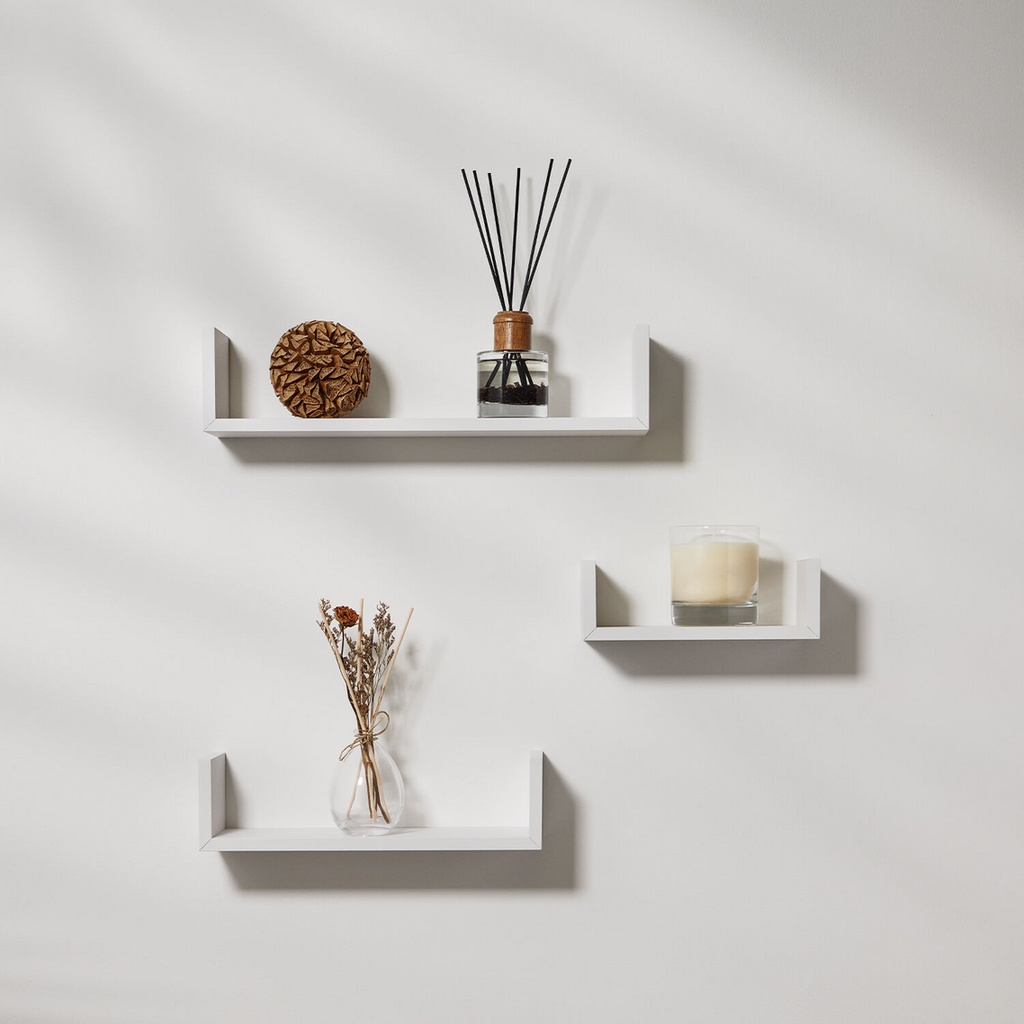 Bergen White U-Shape Floating Wall Shelf – Set of 3