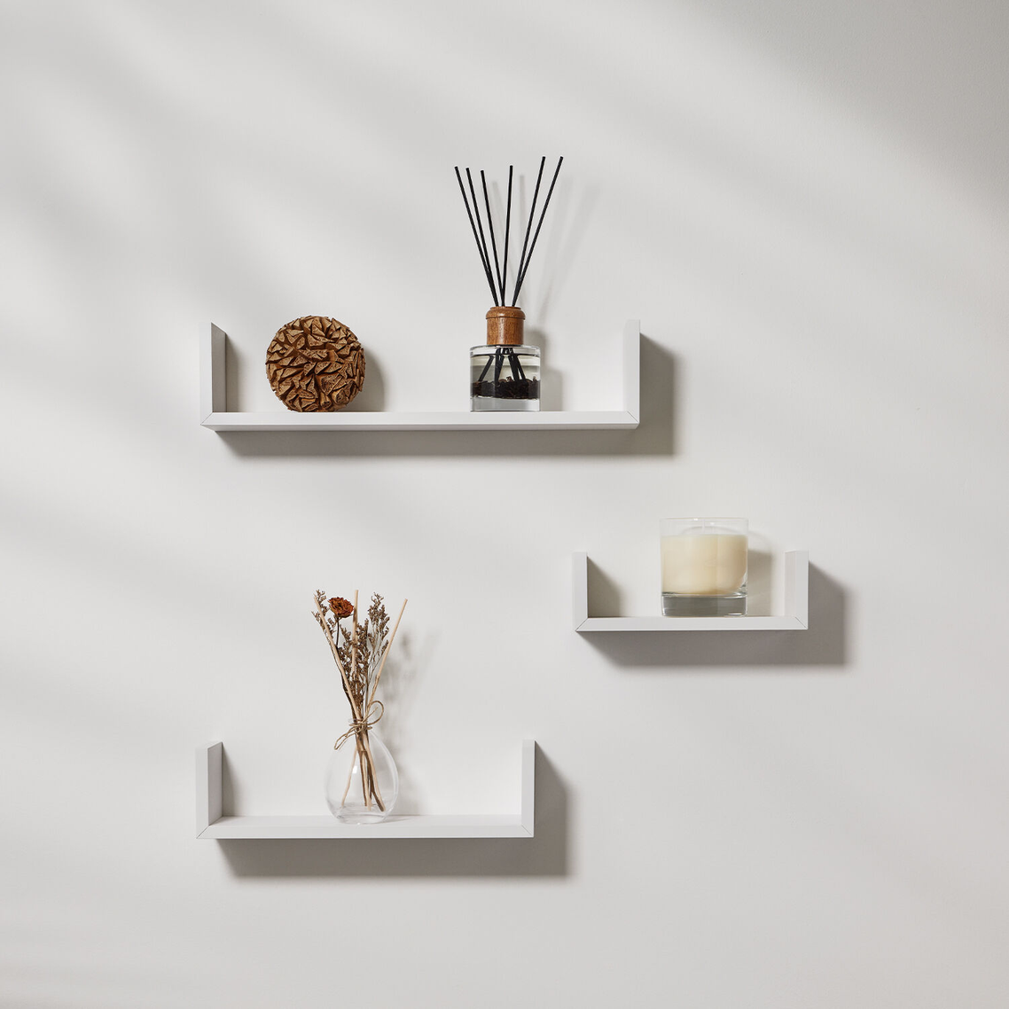 Bergen White U-Shape Floating Wall Shelf – Set of 3