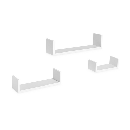 Bergen White U-Shape Floating Wall Shelf – Set of 3