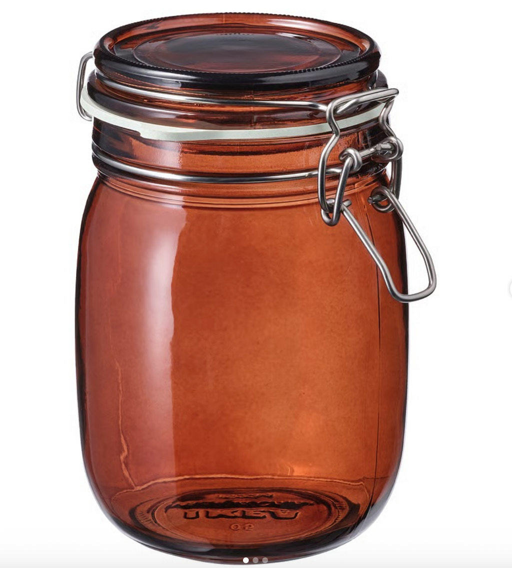 IKEA Red-Brown Glass Jar with Lid, 1L