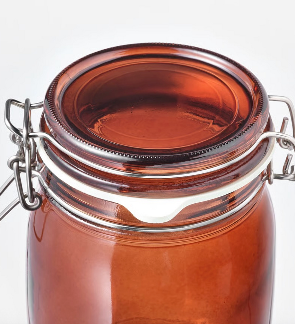 IKEA Red-Brown Glass Jar with Lid, 1L