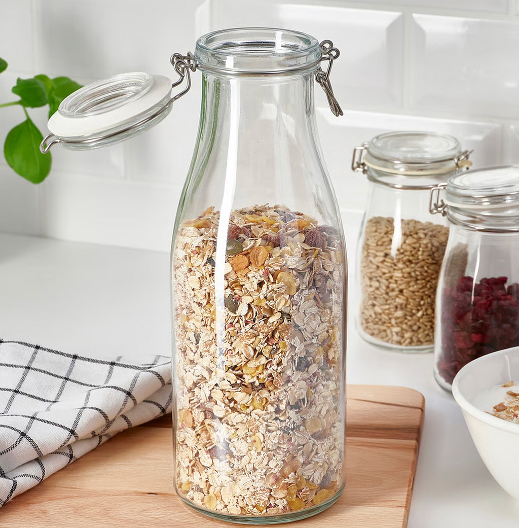 IKEA Bottle Shaped Jar with Lid, Clear Glass, 1.4L
