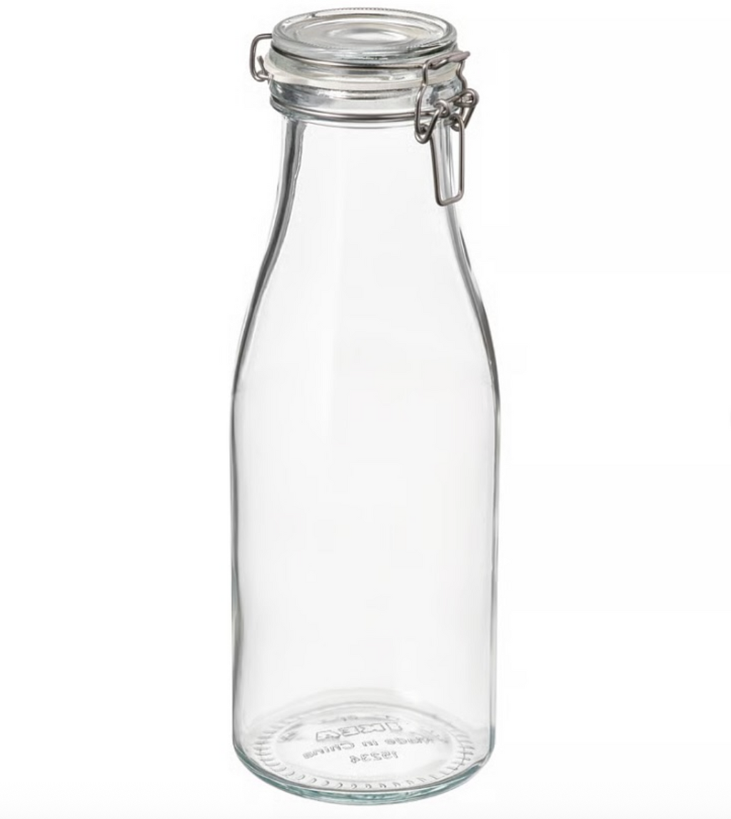 IKEA Bottle Shaped Jar with Lid, Clear Glass, 1.4L