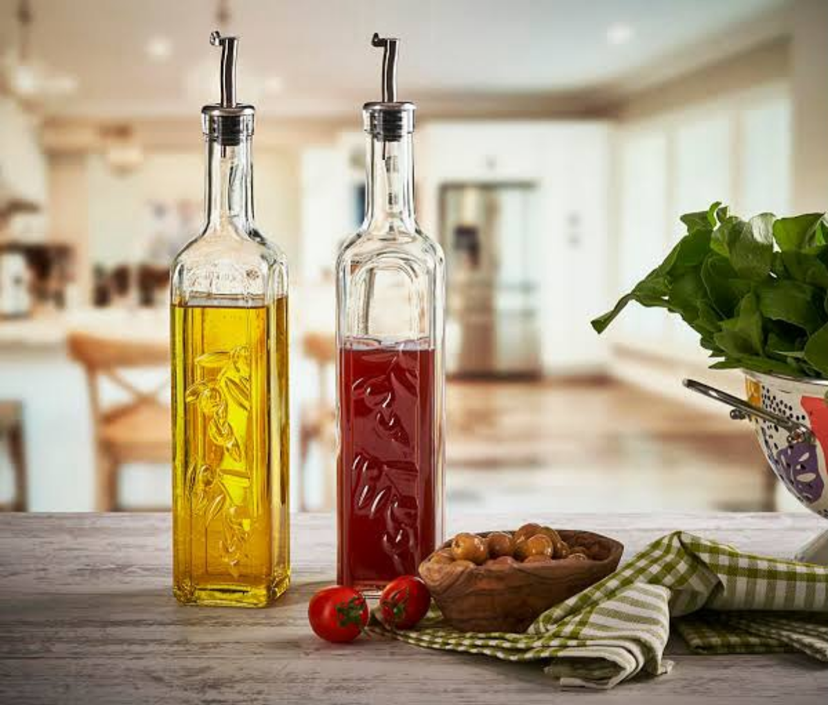 Pasabahce Oil and Vinegar Bottle with Pour Spout, 500ml – Set of 2