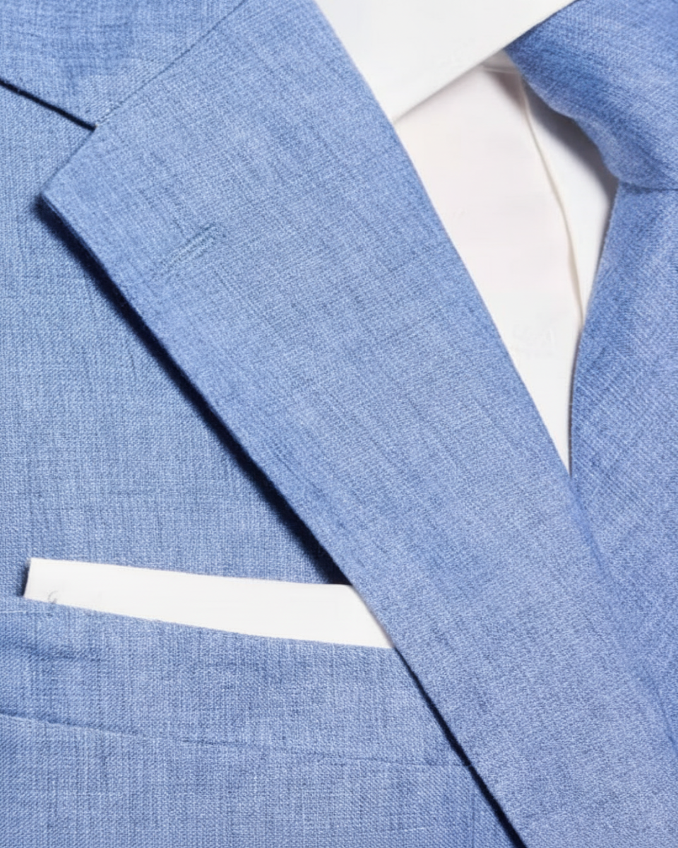 Hawes & Curtis Tailored Fit Denim Blue 1913 Linen Suit