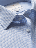 Hawes & Curtis Extra Slim Fit Blue & Navy Check Non-Iron Shirt - Contrast Detail