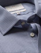 Hawes & Curtis Extra Slim Fit Navy & White Small Check Non-Iron Shirt