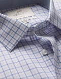 Hawes & Curtis Slim Fit Navy & Lilac Check Non-Iron Shirt - Contrast Detail