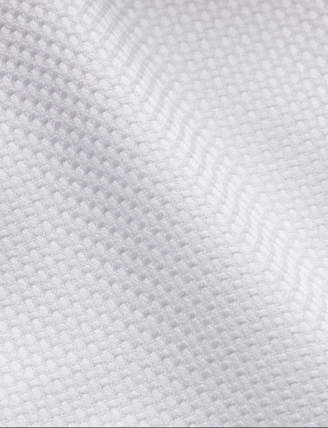 Hawes & Curtis Fitted Slim White Textured Weave Non-Iron Shirt - Contrast Detail
