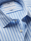 Hawes & Curtis Slim Fit Blue & White Butchers Stripe Non-Iron Shirt
