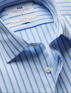 Hawes & Curtis Slim Fit Blue & White Butchers Stripe Non-Iron Shirt