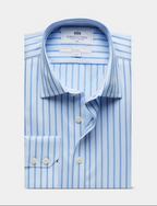 Hawes & Curtis Slim Fit Blue & White Butchers Stripe Non-Iron Shirt