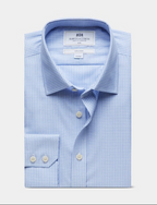 Hawes & Curtis Slim Fit Navy & White Mini Check Non-Iron Shirt