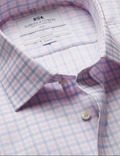 Hawes & Curtis Slim Fit Navy & Pink Check Non-Iron Shirt
