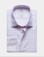 Hawes & Curtis Slim Fit Navy & Pink Check Non-Iron Shirt
