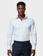 Hawes & Curtis Fitted Slim Blue & White Pick and Pick Non-Iron Shirt - Contrast Detail