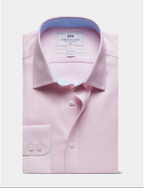 Hawes & Curtis Slim Fit Pink & White Textured Weave Non-Iron Shirt - Contrast Detail