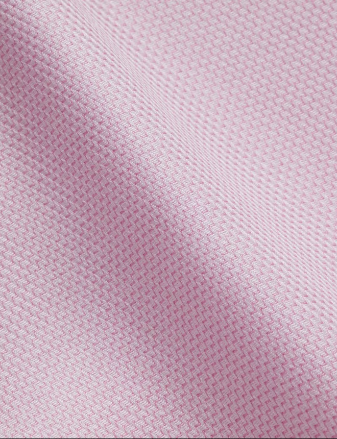 Hawes & Curtis Slim Fit Pink & White Textured Weave Non-Iron Shirt - Contrast Detail