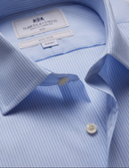 Hawes & Curtis Slim Fit Blue & White Stripe Non-Iron Shirt