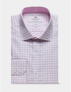 Hawes & Curtis Slim Fit Pink & Navy Multi Check Non-Iron Shirt - Contrast Detail