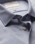 Hawes & Curtis Slim Fit Navy & White Textured Stripe Non-Iron Shirt