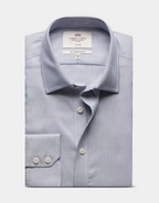 Hawes & Curtis Slim Fit Navy & White Textured Stripe Non-Iron Shirt