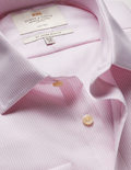 Hawes & Curtis Slim Fit Pink & White Textured Stripe Non-Iron Shirt