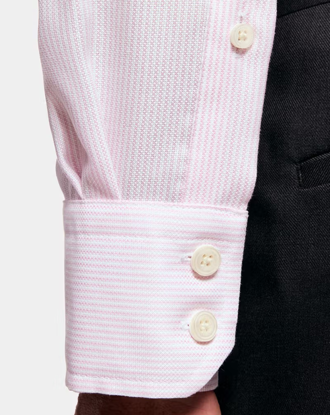 Hawes & Curtis Slim Fit Pink & White Textured Stripe Non-Iron Shirt