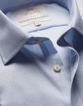 Hawes & Curtis Slim Fit Blue & White Textured Stripe Non-Iron Shirt