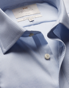 Hawes & Curtis Slim Fit Blue & White Textured Stripe Non-Iron Shirt