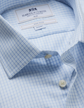 Hawes & Curtis Slim Fit Blue & White Mini Check Non-Iron Shirt