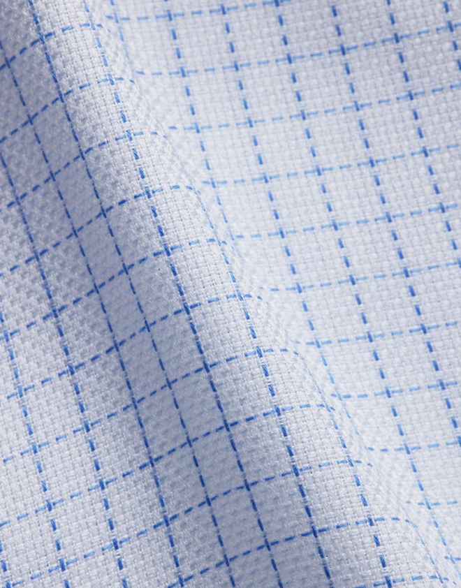 Hawes & Curtis Slim Fit Blue & White Mini Check Non-Iron Shirt