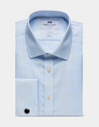 Hawes & Curtis Slim Fit Blue & White Mini Check Non-Iron Shirt