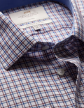 Hawes & Curtis Slim Fit Blue & Red Check Non-Iron Shirt - Contrast Detail