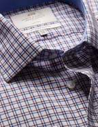Hawes & Curtis Slim Fit Blue & Red Check Non-Iron Shirt - Contrast Detail