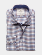 Hawes & Curtis Slim Fit Blue & Red Check Non-Iron Shirt - Contrast Detail
