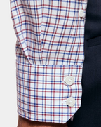 Hawes & Curtis Slim Fit Blue & Red Check Non-Iron Shirt - Contrast Detail